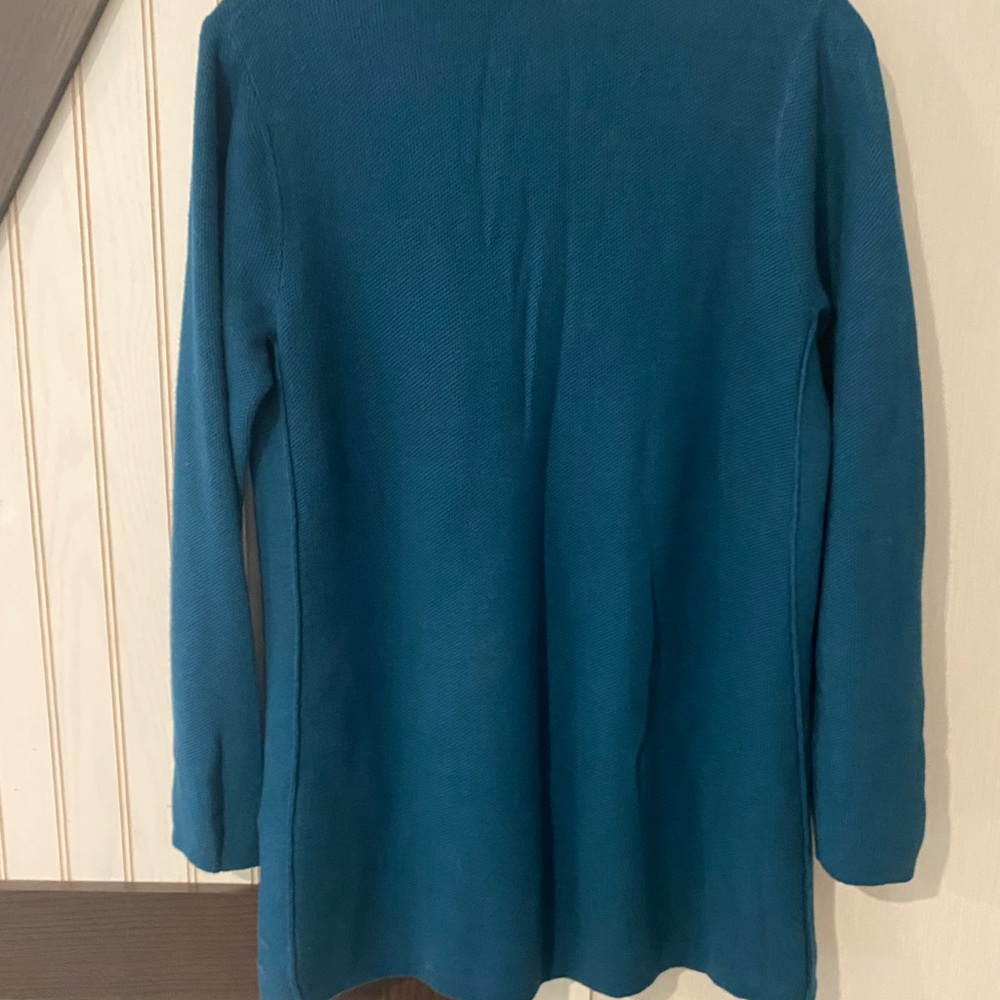 J. Jill Womens Pullover Sweater Green Long Sleeve V Neck Tight Knit Slit Comfy S - Picture 5 of 7